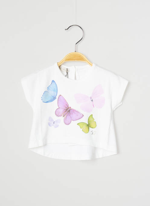 T-shirt fermeture boutonnée au dos manches courtes blanc J.O MILANO fille