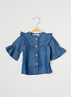 Chemisier tissage popeline manches longues bleu J.O MILANO fille