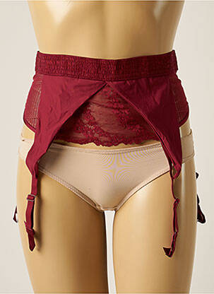 Guêpière/porte-jarretelle effet matière satinée rouge PASSIONATA femme