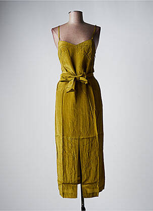 Robe longue manches bretelles ajustables fines bretelles vert ETAM femme