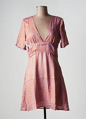 Robe courte manches courtes manches courtes orange LAAGAM femme
