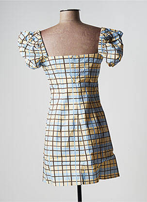 Robe courte fermeture zippée au dos manches courtes bleu LAAGAM femme
