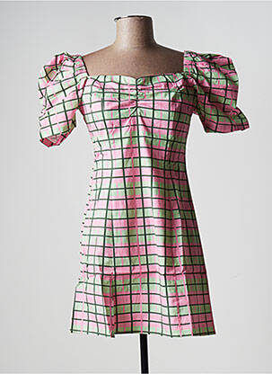 Robe courte fermeture zippée au dos manches courtes rose LAAGAM femme