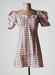 Robe courte fermeture zippée au dos manches courtes rose LAAGAM femme