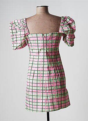 Robe courte fermeture zippée au dos manches courtes rose LAAGAM femme