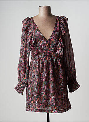 Robe courte manches longues manches longues marron LAAGAM femme