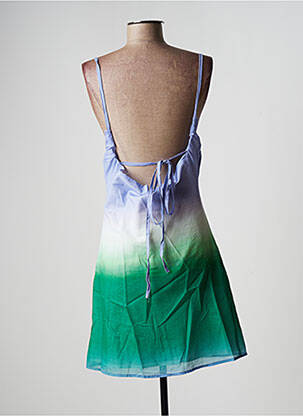 Robe courte coupe cintrée fines bretelles vert LAAGAM femme