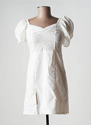 Robe courte fermeture zippée au dos manches courtes blanc LAAGAM femme