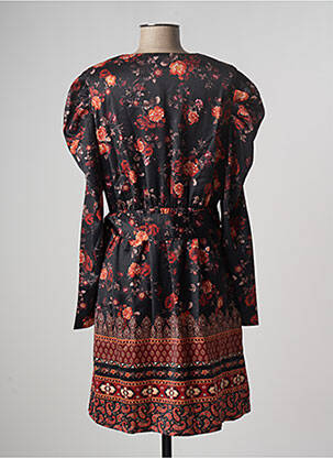 Robe mi-longue imprimé fleurs manches longues noir MULTIPLES femme