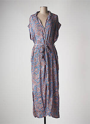 Robe longue imprimé fantaisie manches courtes bleu MULTIPLES femme