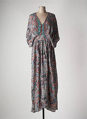 Robe longue manches courtes manches courtes gris MULTIPLES femme