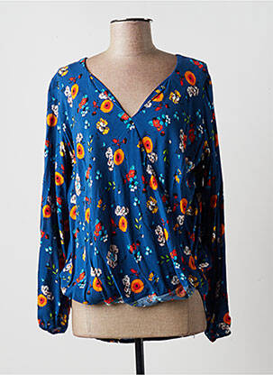 Blouse tissage popeline manches longues bleu MULTIPLES femme