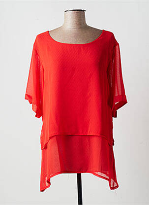 Blouse légère et transparente manches courtes orange MULTIPLES femme