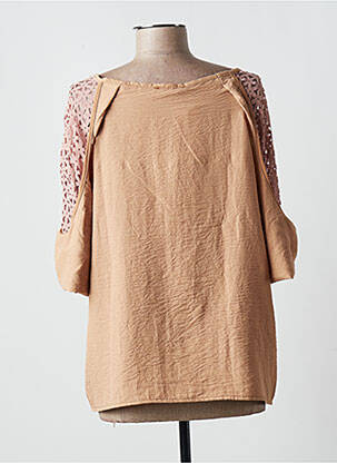 Blouse tissage popeline manches courtes beige MULTIPLES femme