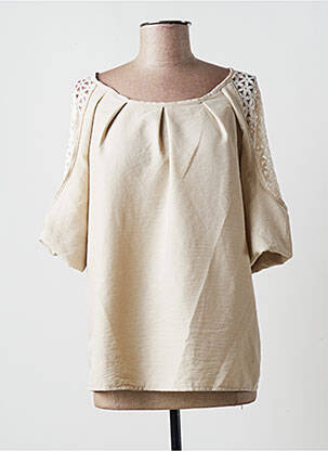 Blouse tissage popeline manches courtes beige MULTIPLES femme