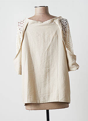 Blouse tissage popeline manches courtes beige MULTIPLES femme