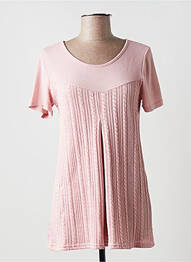 Pull coupe cintrée manches courtes rose MULTIPLES femme