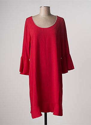 Robe mi-longue manches longues manches longues rouge MULTIPLES femme