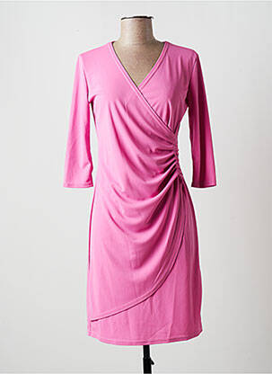 Robe courte manches 3/4 manches 3/4 rose MULTIPLES femme