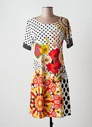 Robe mi-longue manches courtes manches courtes blanc MULTIPLES femme