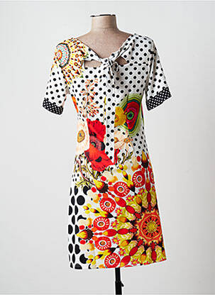 Robe mi-longue manches courtes manches courtes blanc MULTIPLES femme