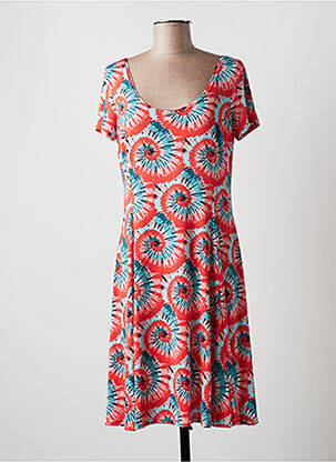 Robe mi-longue imprimé fantaisie manches longues bleu MULTIPLES femme