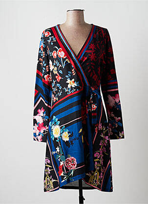 Robe mi-longue imprimé fleurs manches longues noir MULTIPLES femme