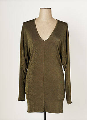 Robe mi-longue manches longues manches longues vert MULTIPLES femme