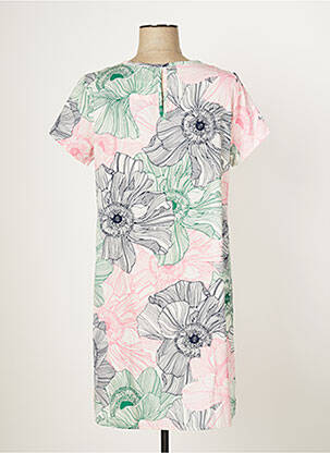 Robe mi-longue imprimé fleurs manches courtes blanc MULTIPLES femme