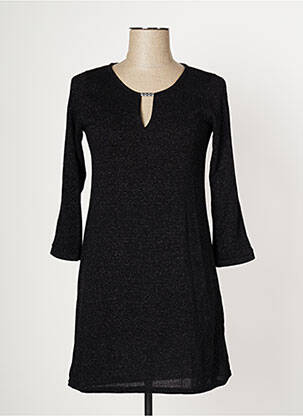 Robe pull coupe droite manches longues noir MULTIPLES femme
