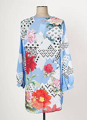 Robe courte coupe fluide manches longues bleu MULTIPLES femme