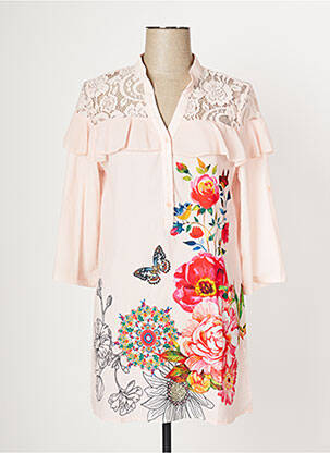 Robe courte manches 3/4 manches 3/4 rose MULTIPLES femme