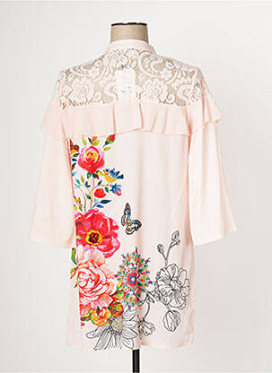 Robe courte coupe fluide manches 3/4 rose MULTIPLES femme