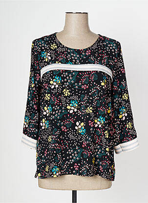 Blouse imprimé fleurs manches 3/4 noir MULTIPLES femme