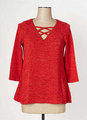 Pull tissage chiné manches 3/4 orange MULTIPLES femme