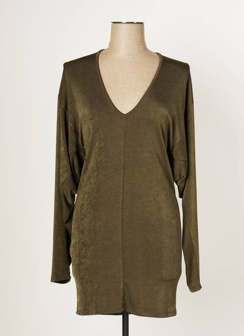Robe mi-longue manches longues manches longues vert MULTIPLES femme