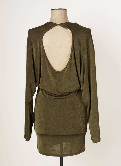 Robe mi-longue manches longues manches longues vert MULTIPLES femme