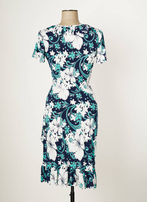 Robe mi-longue manches courtes manches courtes bleu MULTIPLES femme