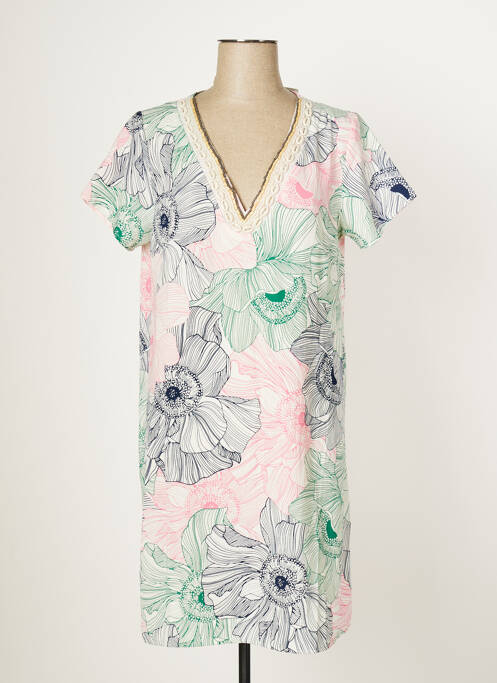Robe mi-longue coupe fluide manches courtes blanc MULTIPLES femme