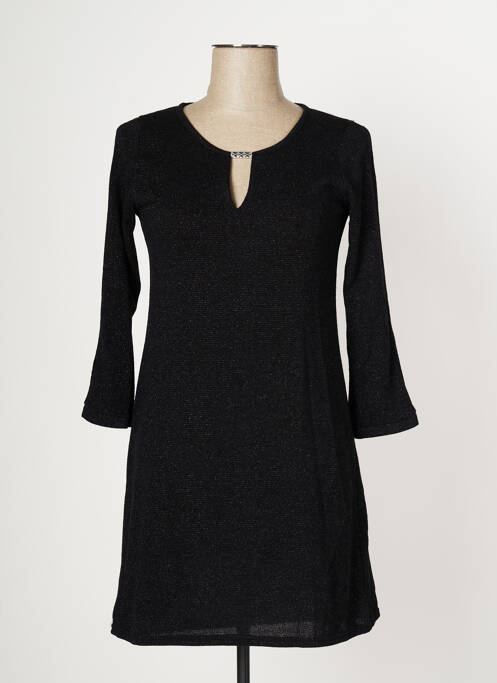Robe pull coupe droite manches longues noir MULTIPLES femme