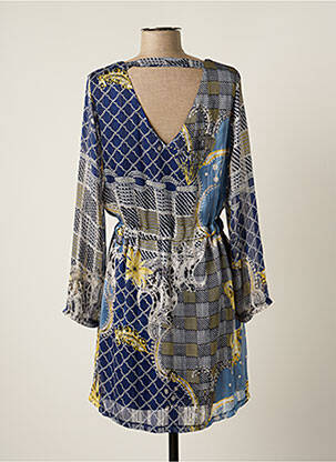 Robe mi-longue imprimé fantaisie manches longues bleu MULTIPLES femme