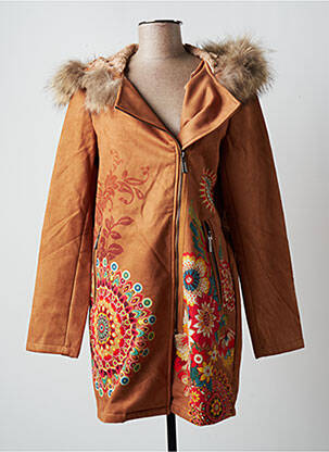 Manteau long coupe droite a capuche marron MULTIPLES* femme