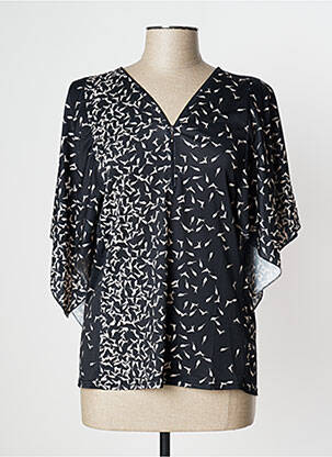 Blouse imprimé fantaisie manches courtes noir MULTIPLES femme