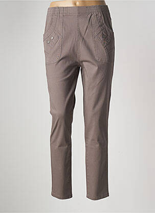 Pantalon slim taille élastique taille normale marron MULTIPLES femme