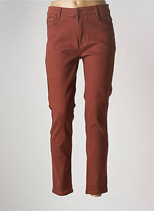 Pantalon slim taille haute taille haute marron MULTIPLES femme