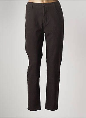 Pantalon slim tissage popeline taille haute marron MULTIPLES femme