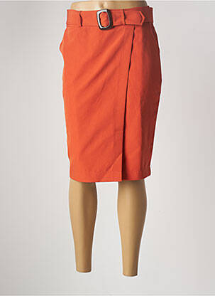 Jupe mi-longue taille à pinces orange MULTIPLES femme