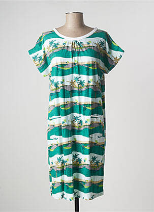 Robe mi-longue manches courtes manches courtes vert AGATHE & LOUISE femme