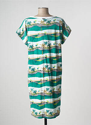 Robe mi-longue manches courtes manches courtes vert AGATHE & LOUISE femme