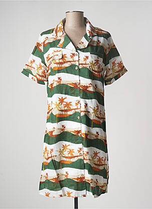 Robe mi-longue manches courtes manches courtes vert AGATHE & LOUISE femme